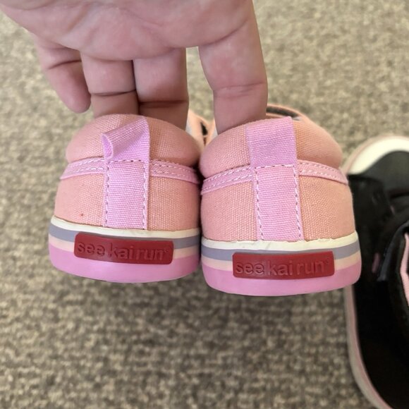 Bundle Lot of Two See Kai Run Sneaker Shoes Kid’s 12 Black High Top and Pink - Picture 5 of 10